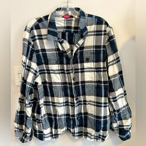 Guess Navy and White Flannel Shirt